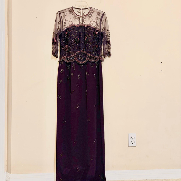 Vintage Jovani Purple Beaded Column Gown Dress Size 8 - Picture 3 of 15